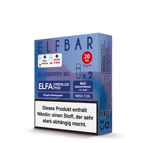 Elf Bar - Elfa Pod Blueberry BG 20mg/ml (2 Stück pro Packung)   